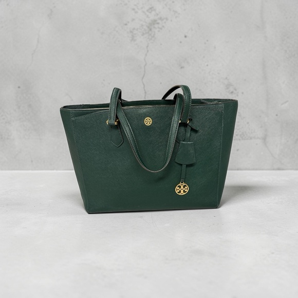Tory Burch Dark Green Tote with Gold Details - Picture 3 of 4